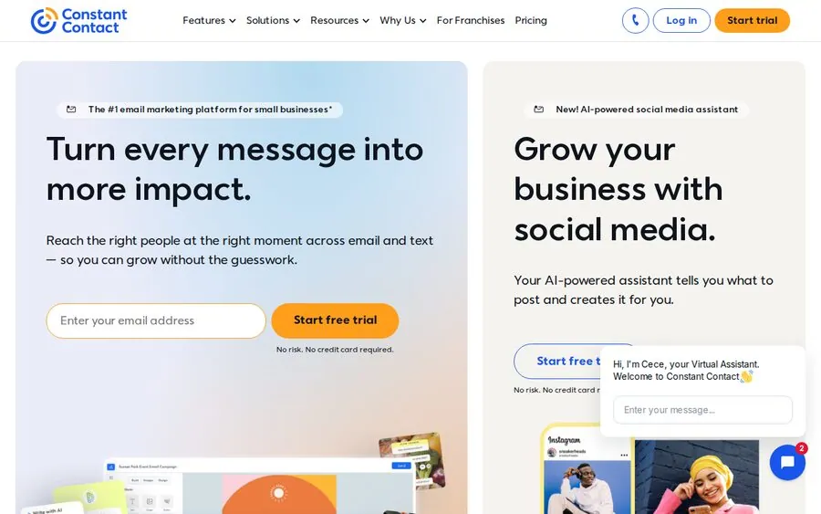 Constant Contact email-building interface screenshot