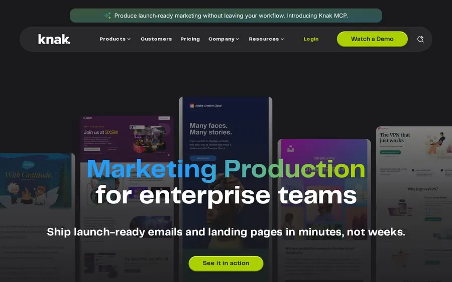 Knak email-building interface screenshot