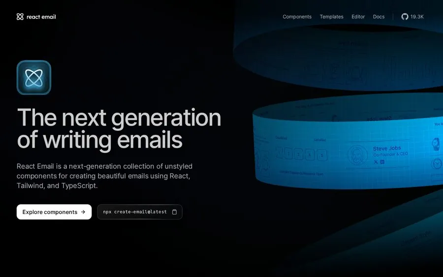 React Email email-building interface screenshot